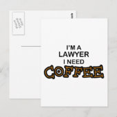 Carte Postale Need Coffee - Avocat (Devant / Derrière)