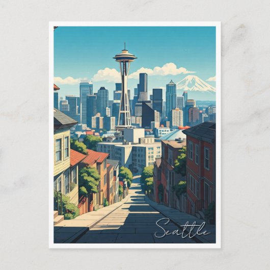 Carte Postale Needle spatiale de Seattle Washington Mt Rainier (Devant)
