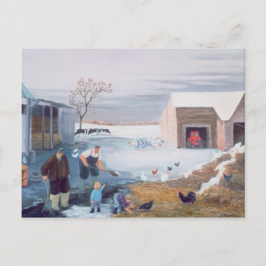 Carte Postale Neige à la ferme (Devant)