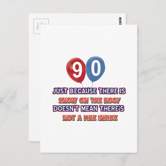 Carte Postale Neige de 90e année sur le toit conceptions d'anniv (Devant / Derrière)