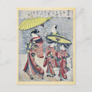 Carte Postale Neige de Suzuki, Harunobu Ukiyoe