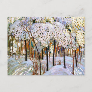 Carte Postale Neige d'octobre, belle peinture, 