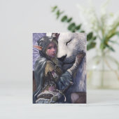 Carte Postale Neige+Elfe+Fille+avec+Lion (Debout devant)