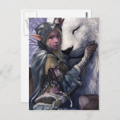 Carte Postale Neige+Elfe+Fille+avec+Lion (Devant / Derrière)