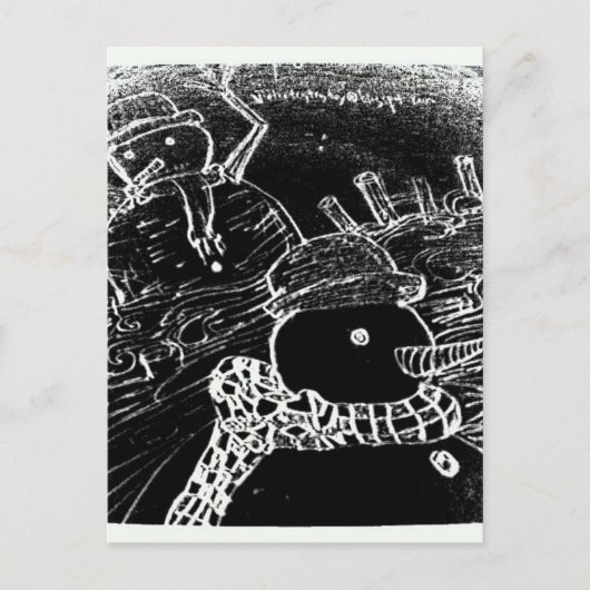 Carte Postale Neige et Yaie en noir Noël (Devant)