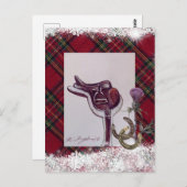 Carte Postale neige, plaid et équestre thème, avec selle (Devant / Derrière)