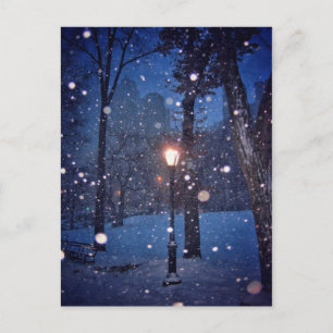 Carte Postale Neige Qui Tourne Autour D'Un Feu Routier