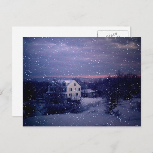 Carte Postale Neige tombant à Manchester (Devant / Derrière)