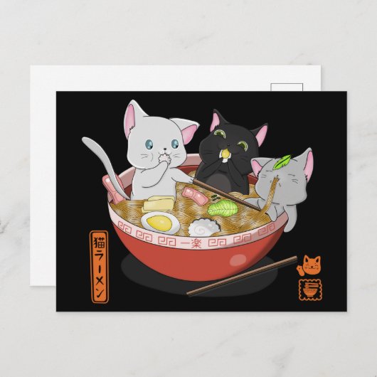 Carte Postale Neko Ramen (Devant / Derrière)