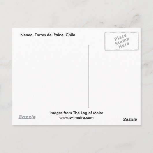 Carte Postale Neneo, Torres del Paine, Chili (Dos)