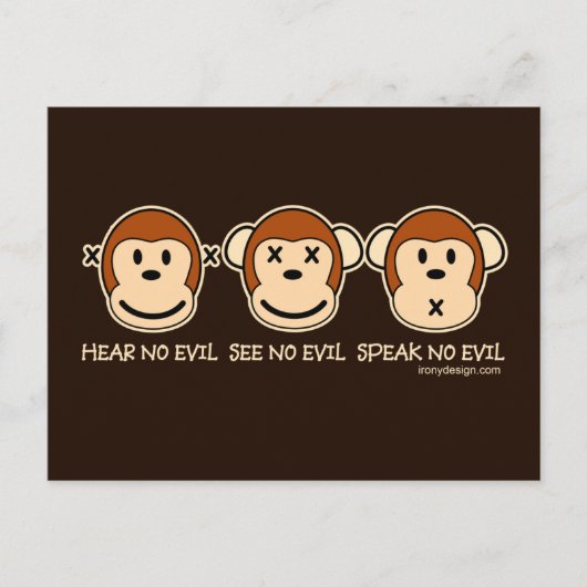 Carte Postale N'entendez aucun singe malin (Devant)