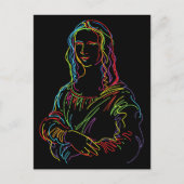 Carte Postale Neon Abstrait Mona Lisa Line Art (Devant)