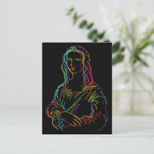 Carte Postale Neon Abstrait Mona Lisa Line Art