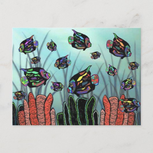 Carte Postale Neon Angelfish Corail Reef (Devant)