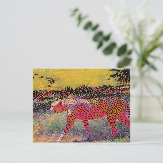 Carte postale Neon cheetah (Debout devant)