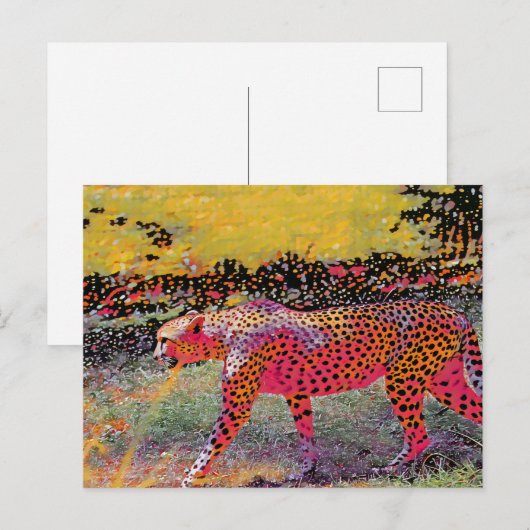 Carte postale Neon cheetah (Devant / Derrière)