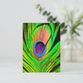 Carte Postale Neon Colors Peacock Feather (Debout devant)