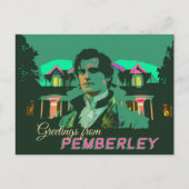 Carte Postale Neon Cyberpunk M. Darcy Salutations de Pemberley (Devant)
