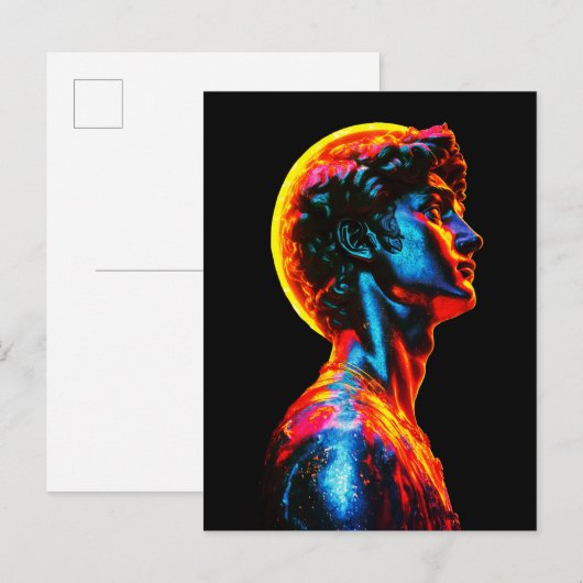 Carte Postale Neon David Statue  (Devant / Derrière)