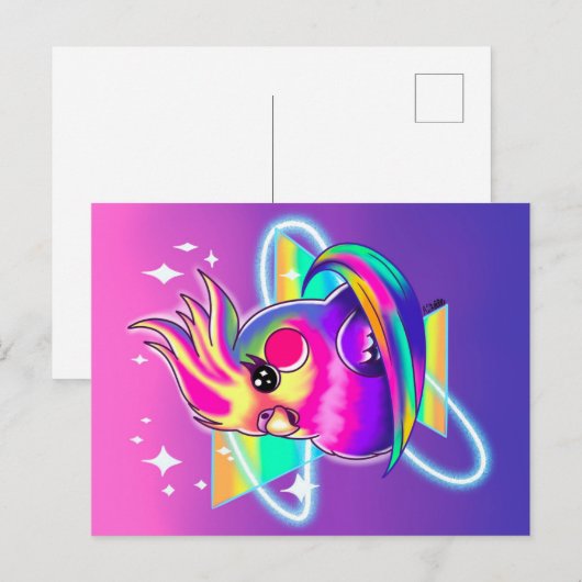 Carte postale néon de calopsitte (Devant / Derrière)