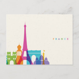 Carte Postale Neon France Skyline