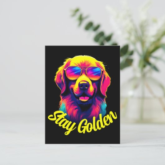 Carte Postale Neon Golden Retriever (Debout devant)