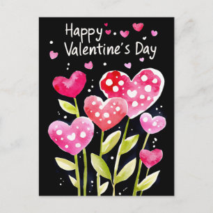 Carte Postale Neon Hearts and Flowers Valentine's Greeting