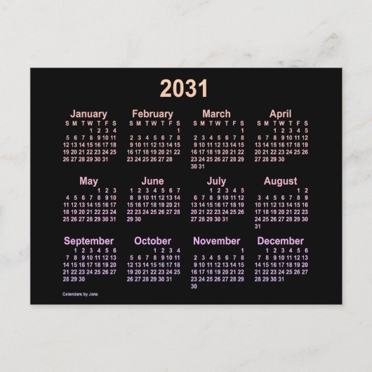 Carte Postale Neon Ipanema Mini Calendrier 2031 par Janz (Devant)