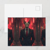 Carte Postale Neon Noir Sphynx Cat in Mafia Style (Devant / Derrière)