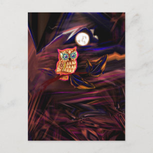 Carte Postale Neon Owl Thunderstorm Flash Fantasia