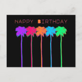 Carte Postale Neon Palm Trees Joyeux anniversaire (Devant)