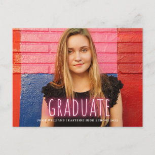 Carte Postale Neon Print Graduate Photo Magnet Faire-part