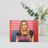 Carte Postale Neon Print Graduate Photo Magnet Faire-part (Debout devant)