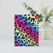 Carte Postale Neon Rainbow Leopard Motif Imprimer (Debout devant)
