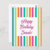 Carte Postale Neon rainbow rayures amusant rétro (Devant / Derrière)