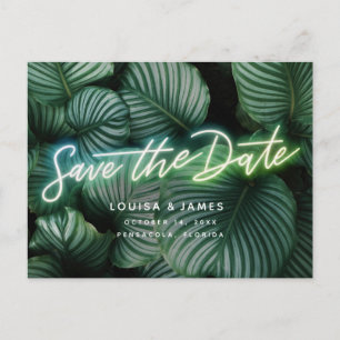 Carte Postale Neon Sign Modern Tropical Enregistrer la date