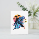 Carte Postale Neon T-Rex Dinosaur Graphique Ado Enfants Cool ten (Debout devant)