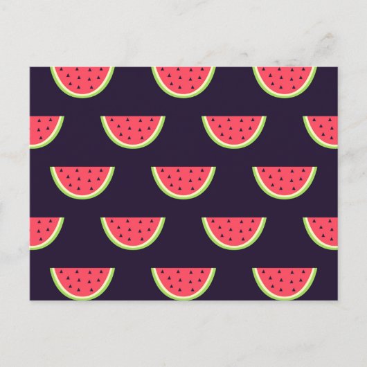 Carte Postale Neon Watermelon on Purple Pattern (Devant)