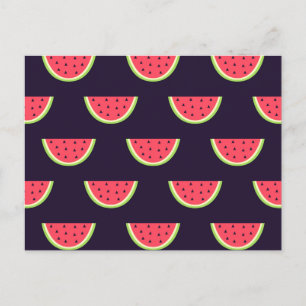 Carte Postale Neon Watermelon on Purple Pattern