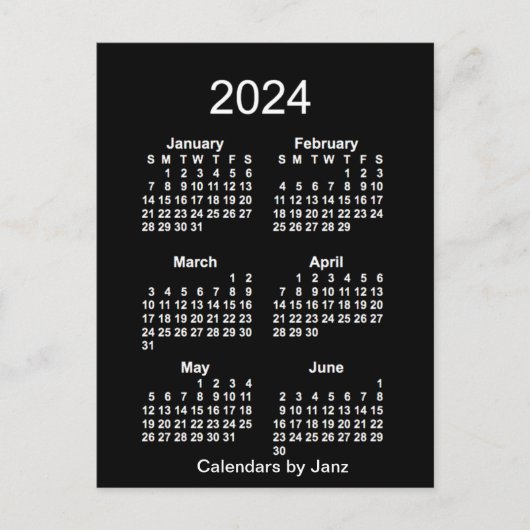 Carte Postale Neon White 6 mois Mini Calendrier 2024 par Janz (Devant)