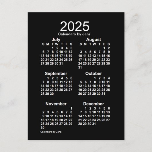 Carte Postale Neon White 6 mois Mini Calendrier 2025 par Janz (Devant)