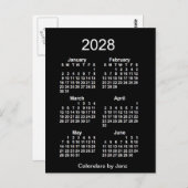 Carte Postale Neon White 6 mois Mini Calendrier 2028 par Janz (Devant / Derrière)