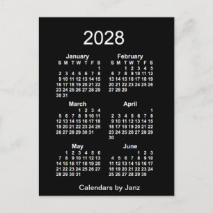 Carte Postale Neon White 6 mois Mini Calendrier 2028 par Janz