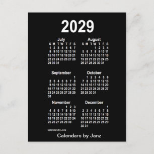 Carte Postale Neon White 6 mois Mini Calendrier 2029 par Janz