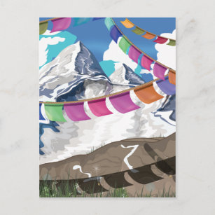 Carte Postale Népal Himalaya Prière drapeaux affiche de voyage