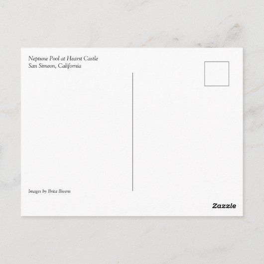 Carte Postale Neptune pool at Hearst Castle, San Simeon, CA (Dos)