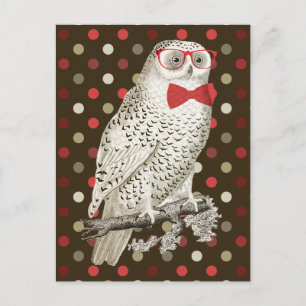 Carte Postale Nerdy Vintage Snowy Owl