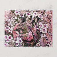 NEST D'OISEAU, ARBRE AUX FLEURS DE PRINTEMPS ROUGE