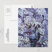 CARTE POSTALE NEST D'OISEAU, ARBRE AVEC FLEURS DE PRINTEMPS BLAN (Devant / Derrière)