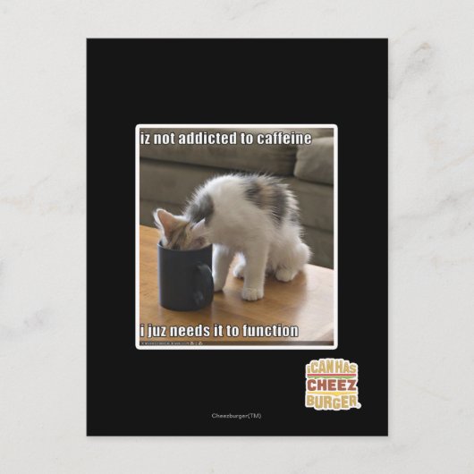 Carte Postale N'est pas accro à la caféine (Devant)